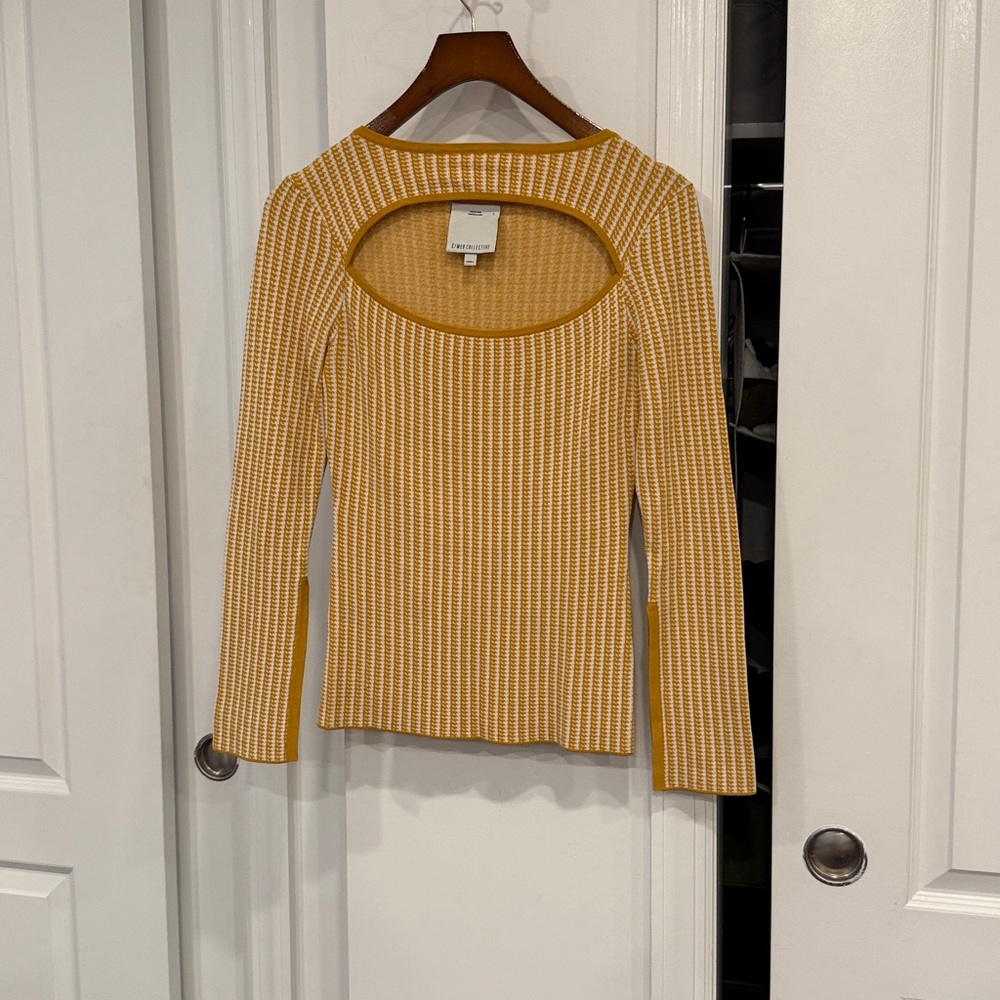 C/MEO Collective Mustard Striped Long Sleeve Top